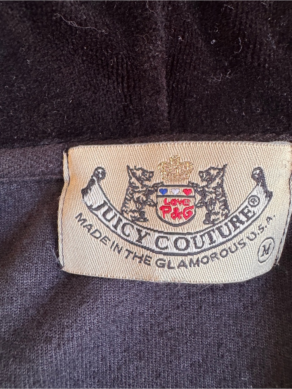 Juicy Couture Black Velour Zip Hoodie with Stud Heart - Picture 7 of 7